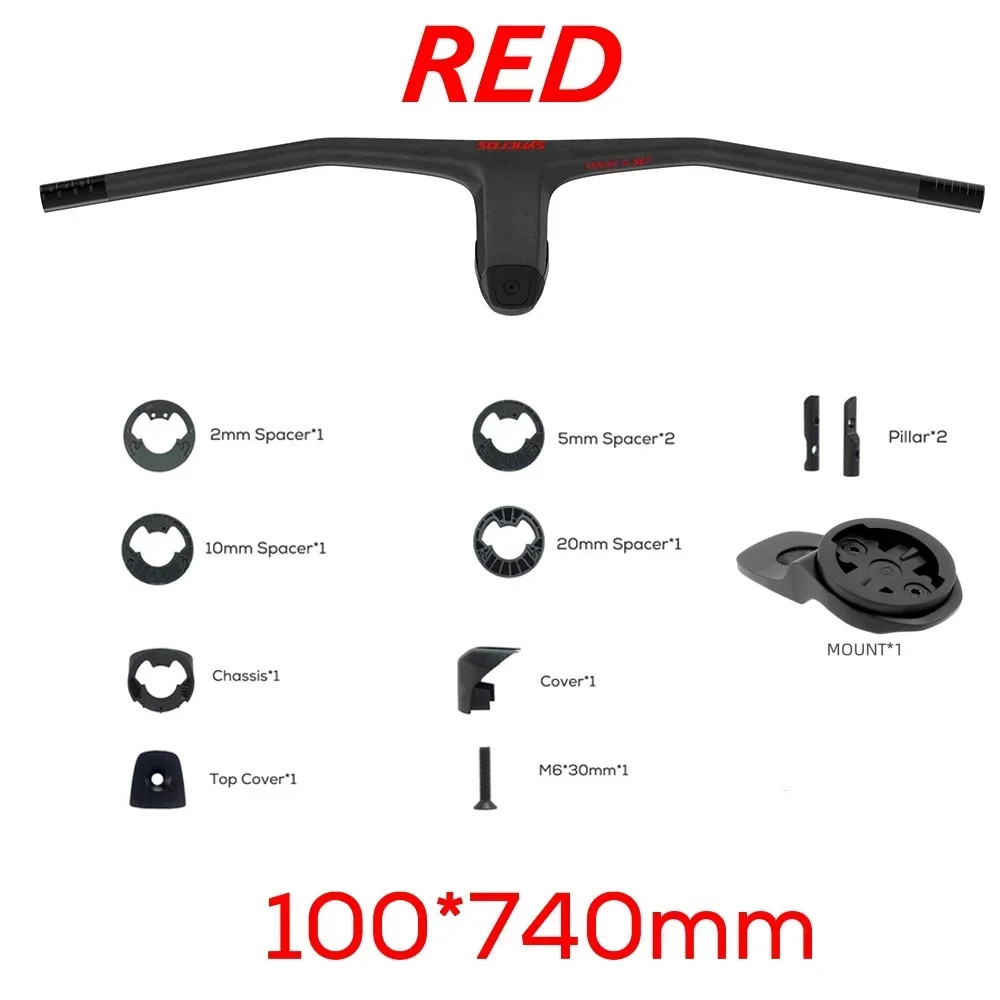 740MM -20 Degrees Full Carbon Fiber Integrated Cockpit MTB Handlebar with Stem