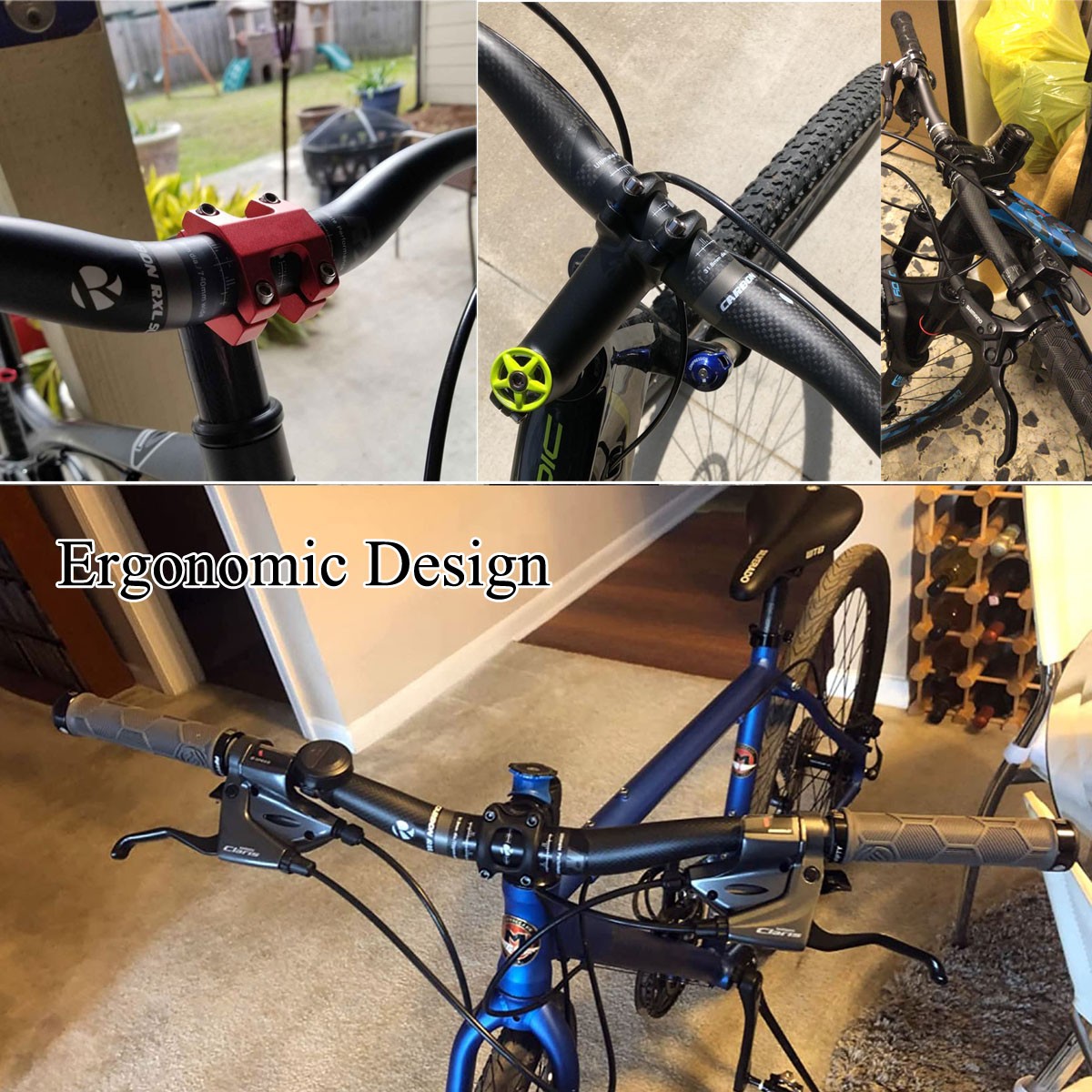 MTB Handlebar 31.8 Carbon Fiber Mountain Bike Handlebars Flat Riser for Cycling