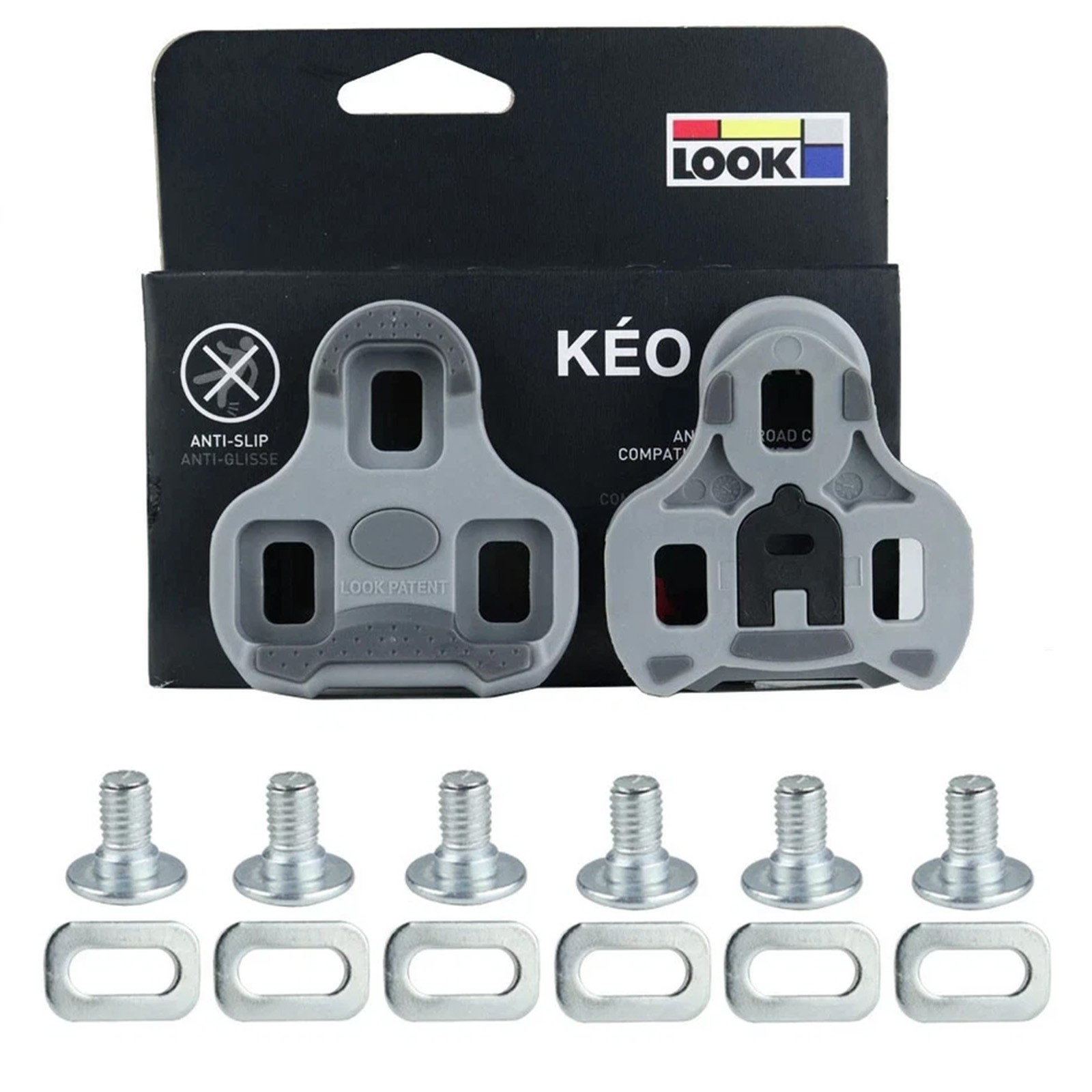 LOOK KEO Grip Cleat 4.5° Float Grey Original Road Bike Pedal Cleat Set Anti-Slip