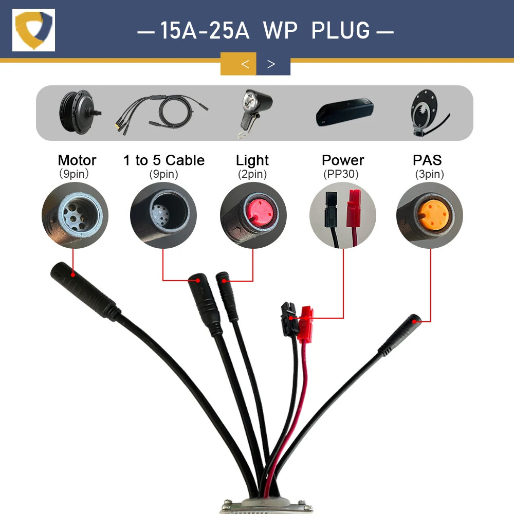 15A-35A E-bike Sine Wave Controller Use for 250-3000W Electric Bicycle Motor