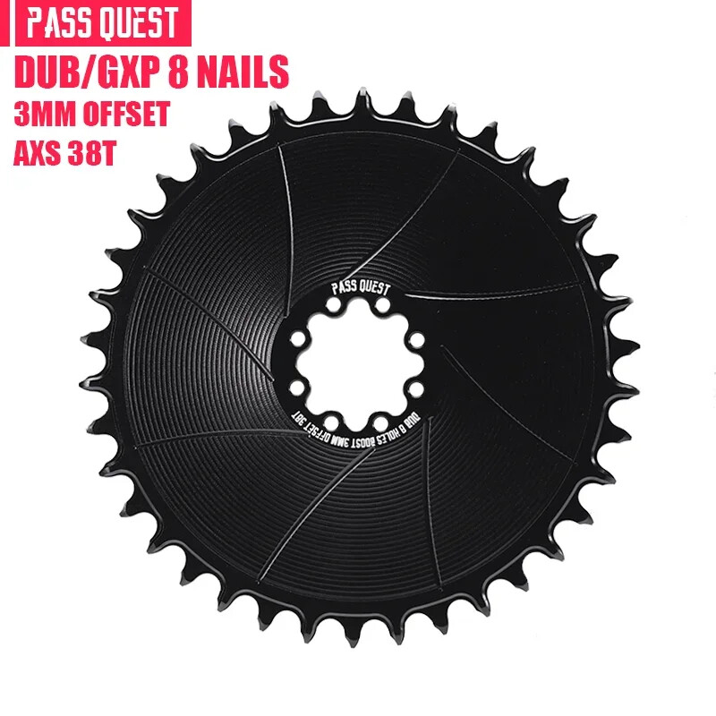 PASS QUEST Bicycle Chainring 3mm Offset Direct Mount For FORCE 8-Bolt AXS38T-54T