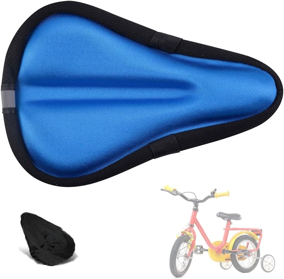 Kids Gel Bike Seat Cushion Cover Blue 9×6 Inch Memory Foam Waterproof Kids Bi…