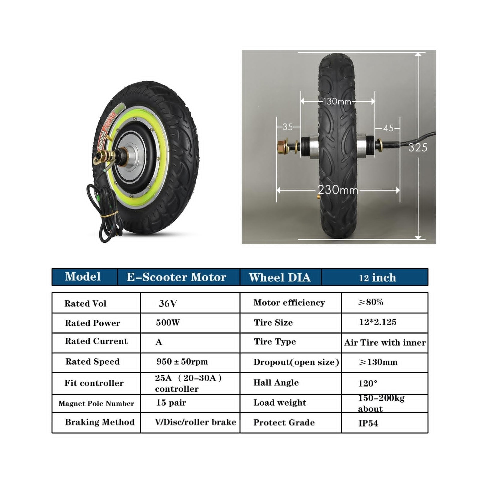 12 inch Electric Bike Scooter Hub Motor 36V 500W Brushless Gearless Hub Motor…