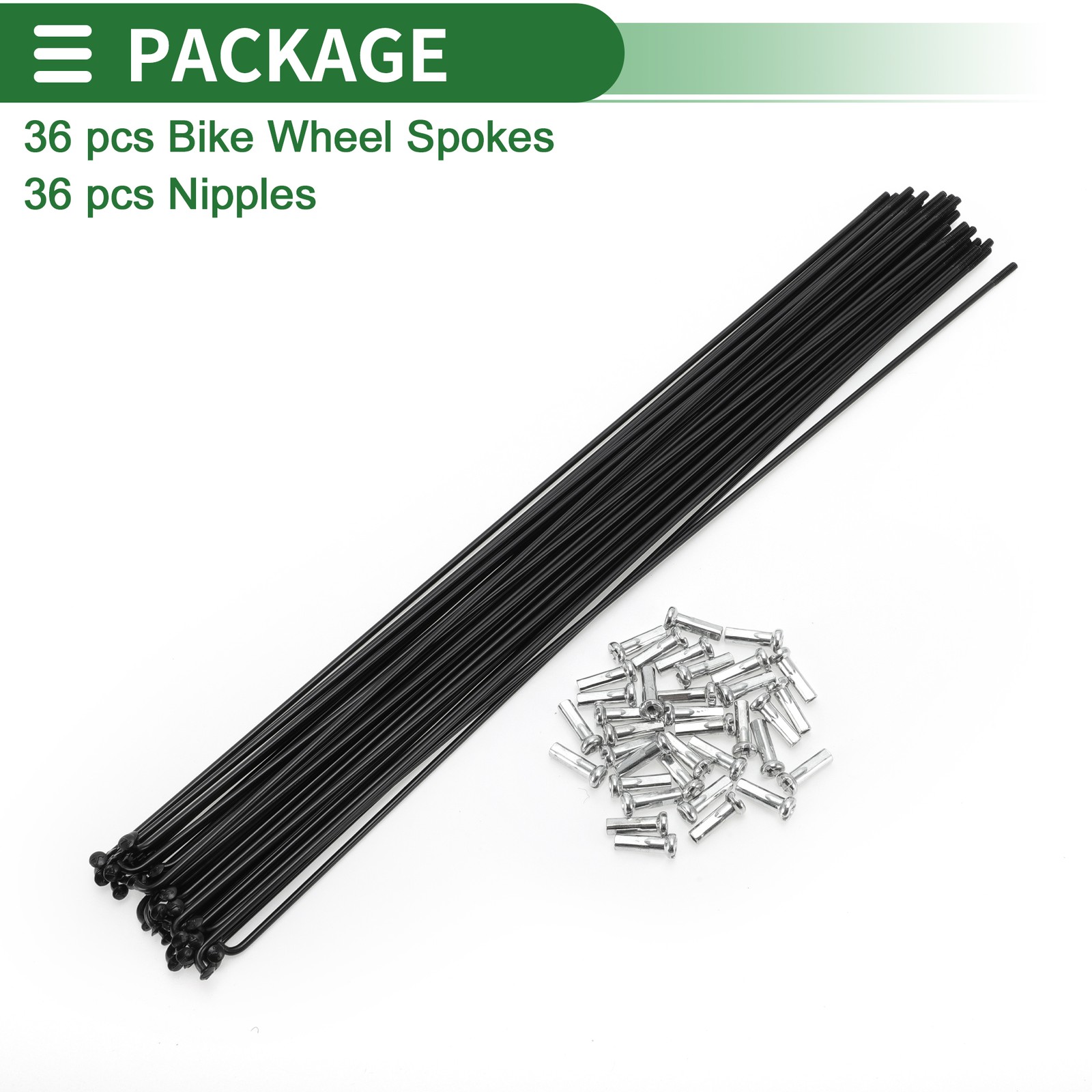 1 Set 14G 267mm Length Bicycle Spokes Nipple Carbon Steel Black Universal