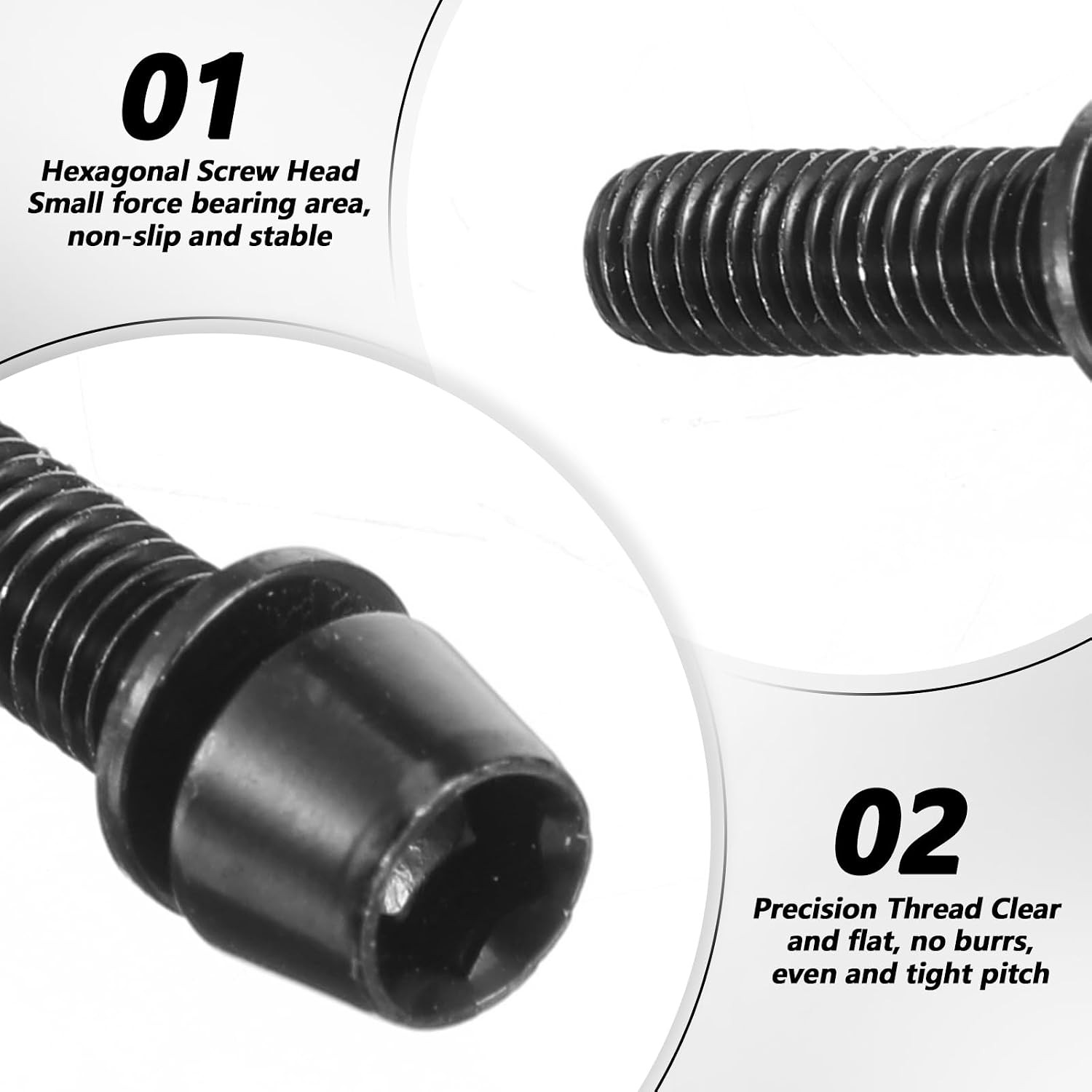 12PCS M5x18mm Steel Allen Hex Bicycle Stem Bolts w/ Washers Black
