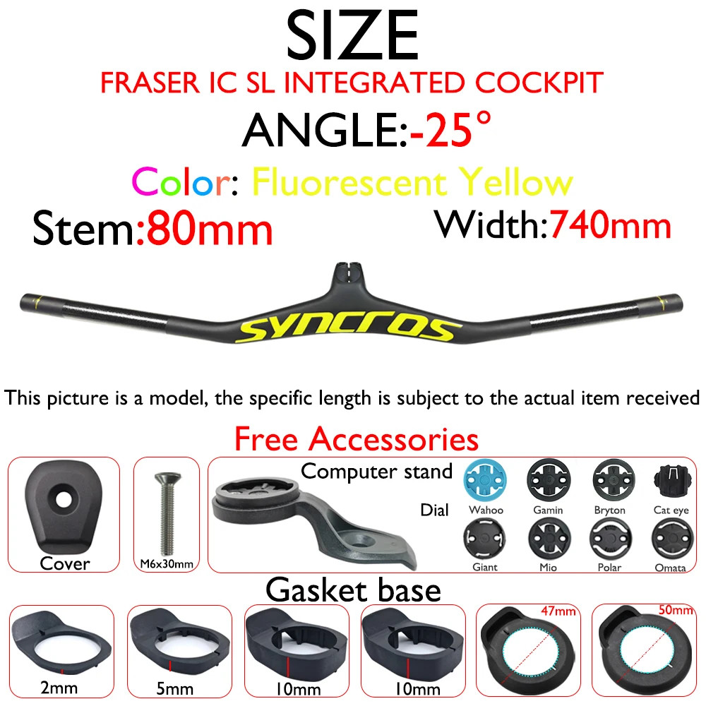 Angle -8/-17/-25 Degrees Syncros Carbon MTB Bicycle Integrated Handlebar