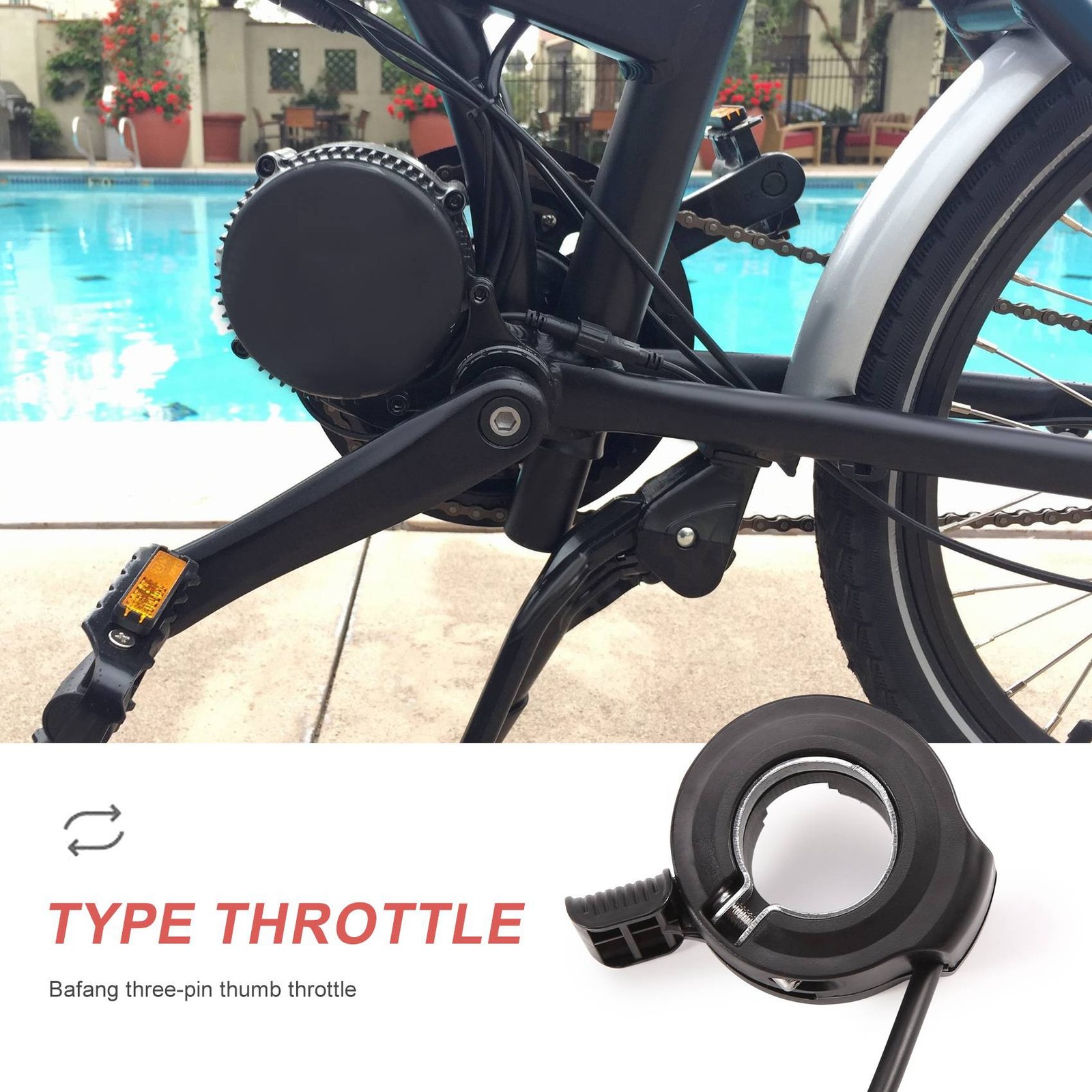 Thumb Throttle for Mid Drive Motor E-Bike Conversion Kits 36V 48V 52V 250W1646