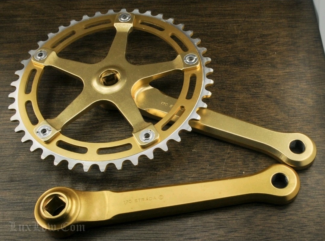 Vintage 80s Campagnolo Old School Gold BMX Bike CRANKS 170 43t NOS Pista Bicycle