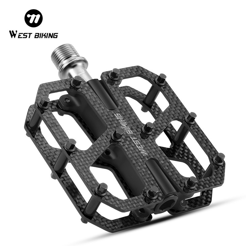 WEST BIKING Carbon Fiber Road Bike Pedals 3 Bearing Titanium Axis Bicycle Pedals