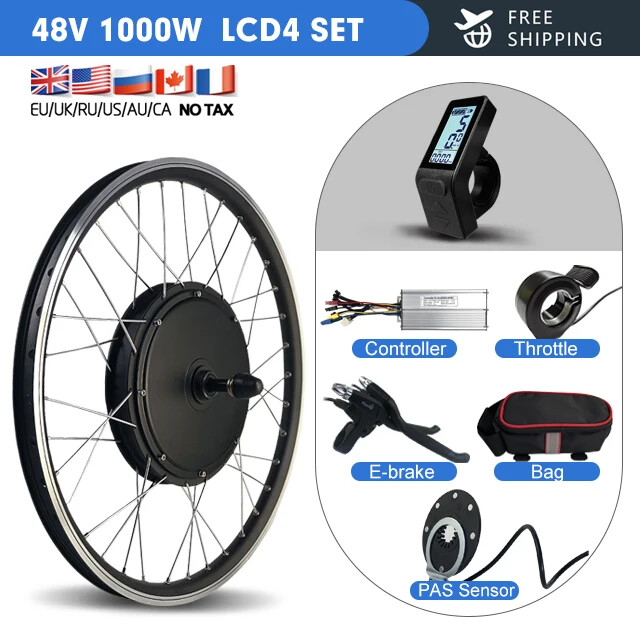E-bike Conversion Kit 48V 1000W Brushless Gearless Rear Rotate Hub Motor Wheel