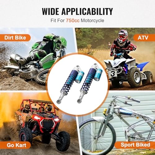 Zhisheng 340mm 13.4in Air Shock Absorber ATV Motorcycle Quad Suspension Blue