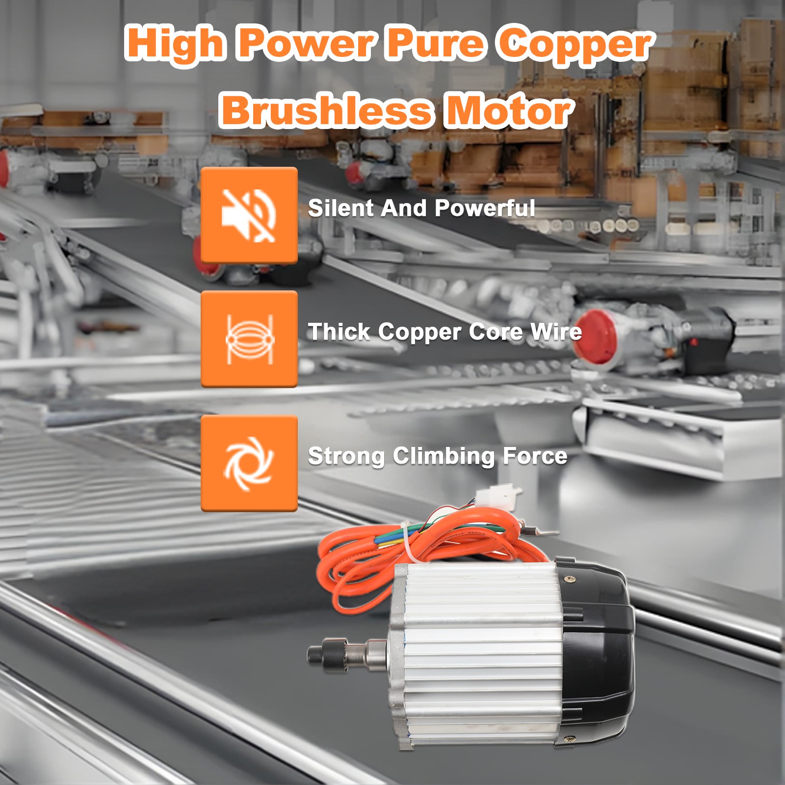 1800W 60V Electric Tricycle Motor High Speed Trike Brushless Motor 3000r/min