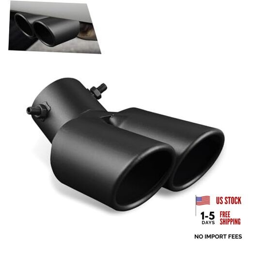 Car Dual Exhaust Tip, 2.48″ Stainless Steel Y Tail Pipe with Fixed Bolt,