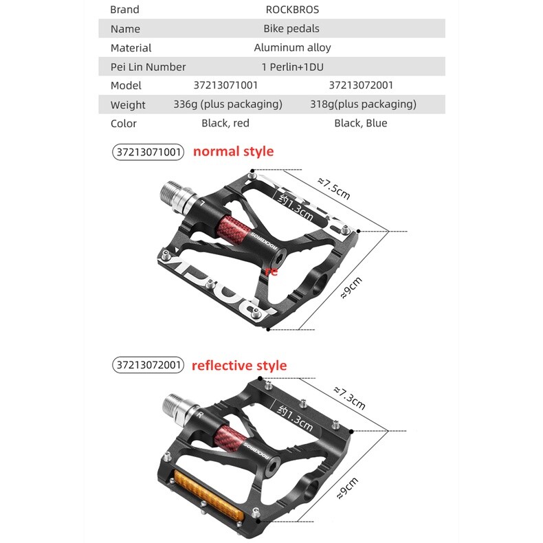 ROCKBROS 9/16» Road Mountain Bike Pedals Aluminum Bearing Bicycle Flat Platform
