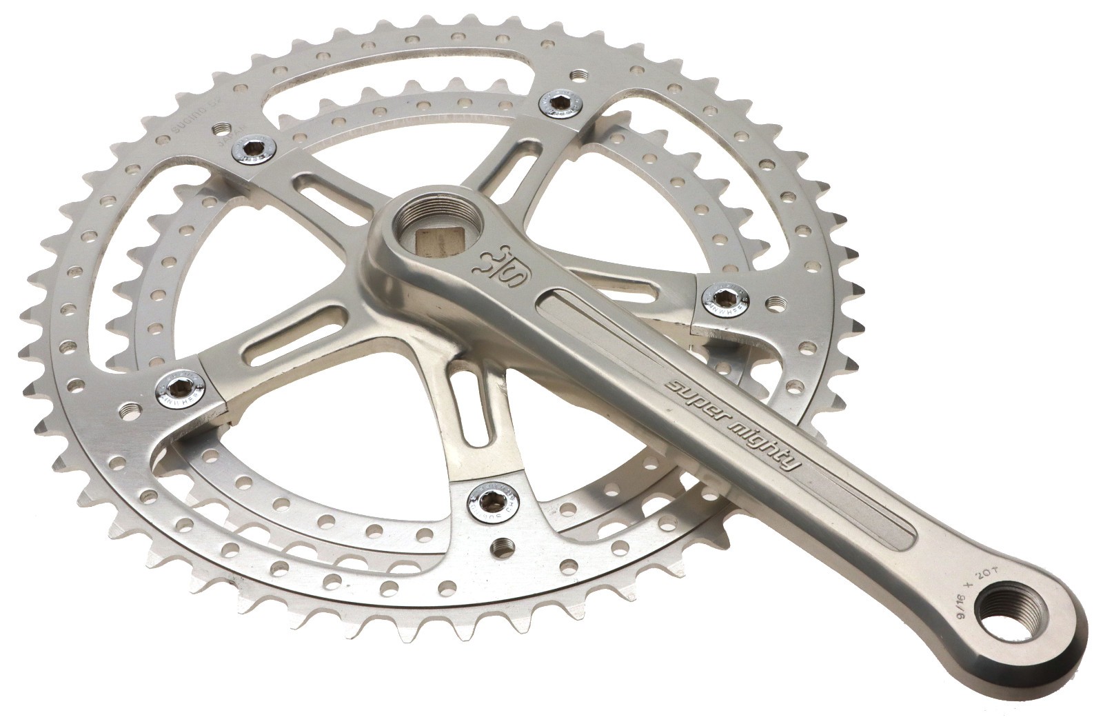 Sugino Super Mighty Crankset 8 Speed 170mm Silver 52/42 W/BB NOS NEW Vintage