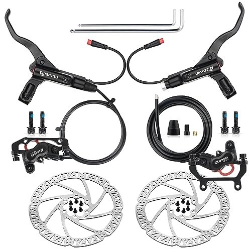 Ebike Hydraulic Brake Set 4-Pistons 160mm Rotors 2-Pin Power-Off Kit Aluminum
