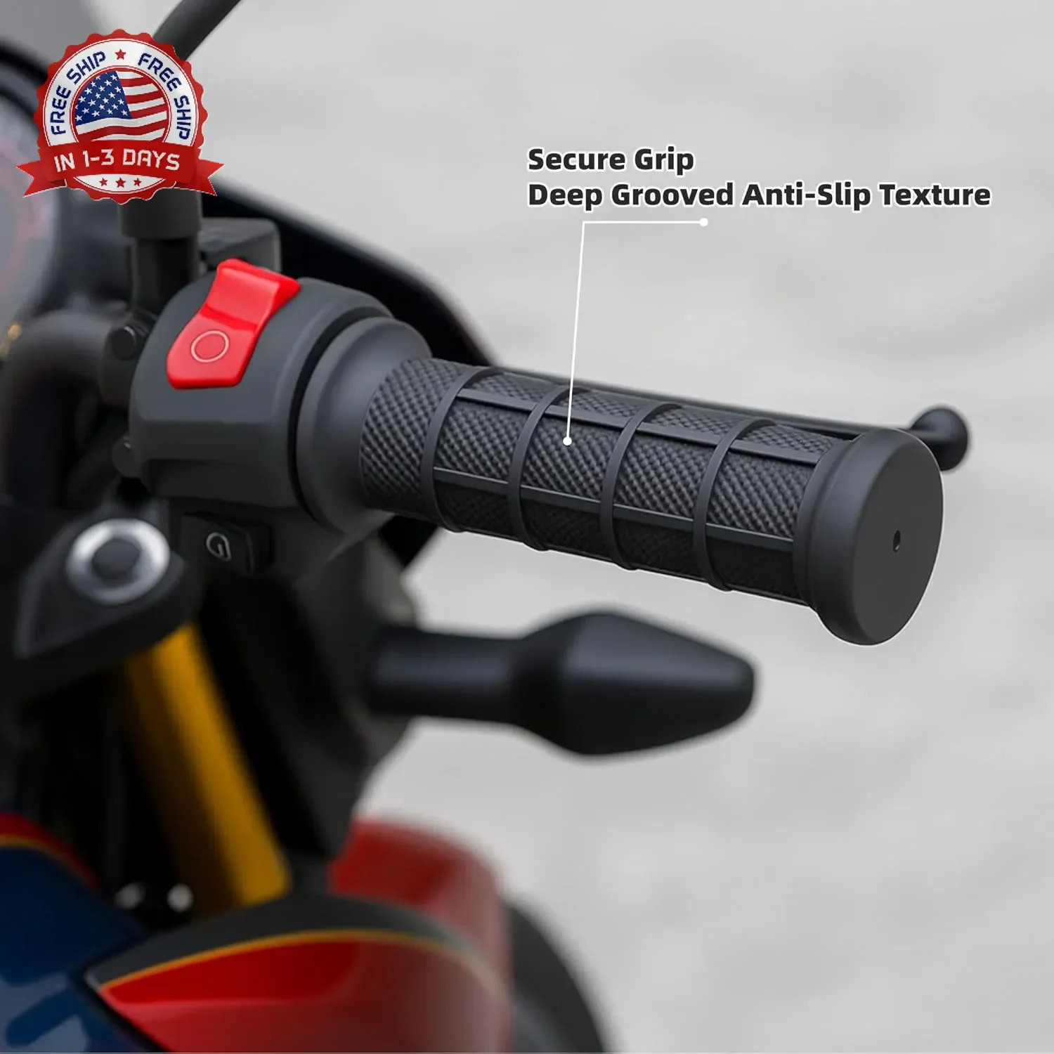 Quad Handlebar Grips Soft Rubber Anti-Slip Black 7/8» 22mm Handle Grips Replace