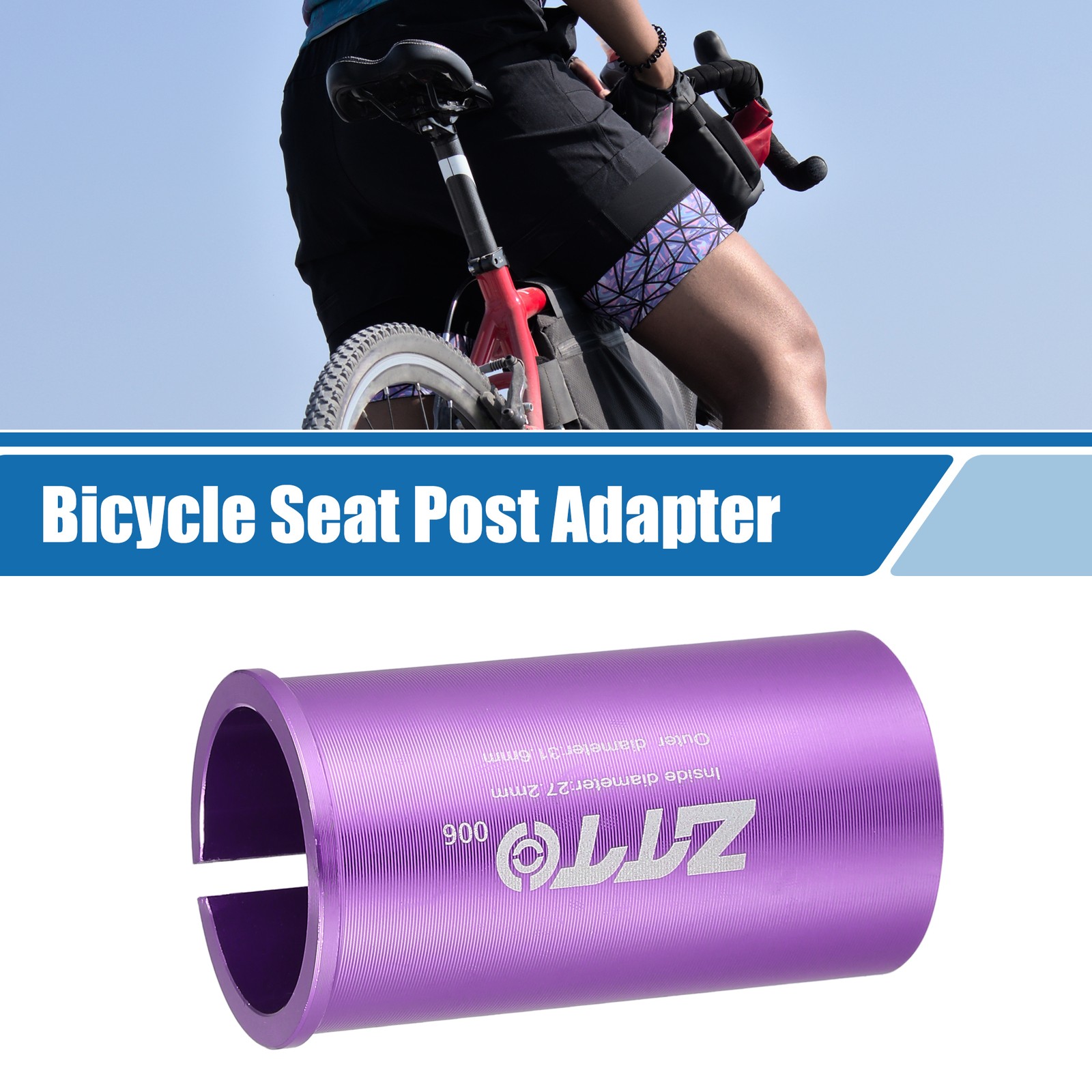 27.2mm 1.07″ ID 31.6mm 1.24″ OD Seat Post Adapter for Bicycle Durable Purple