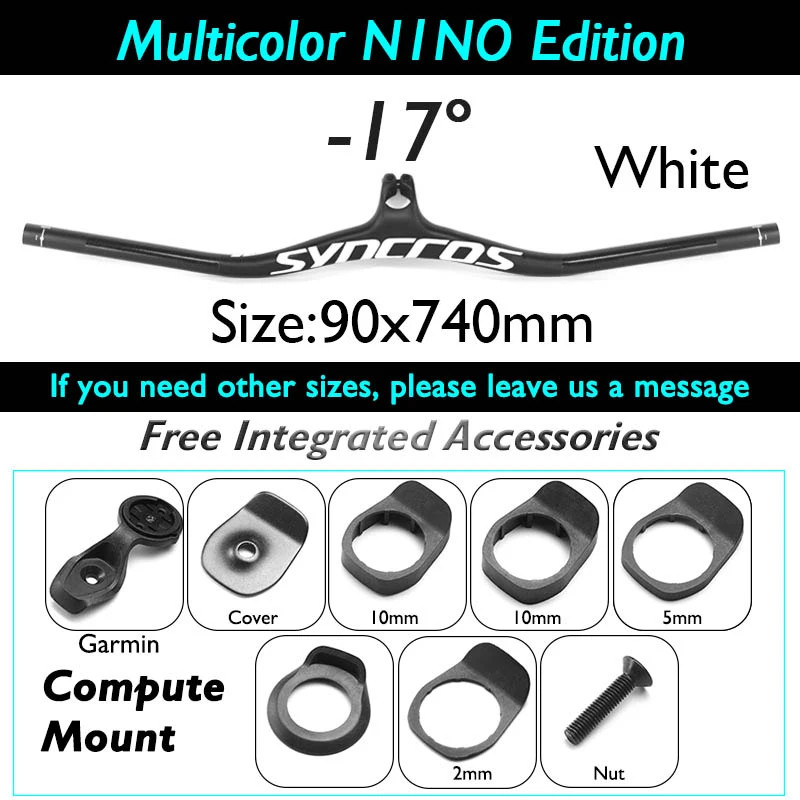 -8/-17/-25 Degree Carbon Fiber Mountain Bike Integrated Handlebar 90*740mm