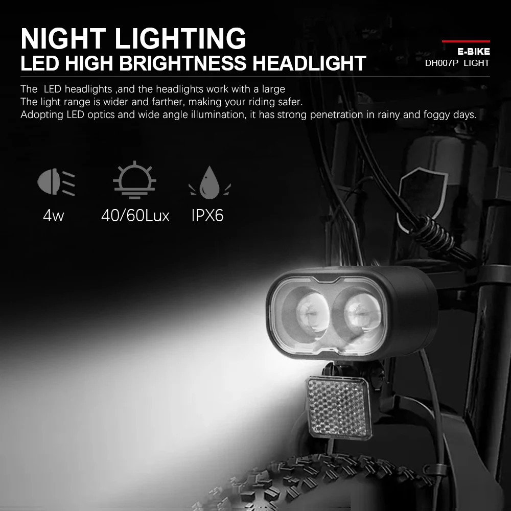E-bike Front Light 12V/24V/36V/48V SM/Waterproof Plug for Electric Scooter Parts
