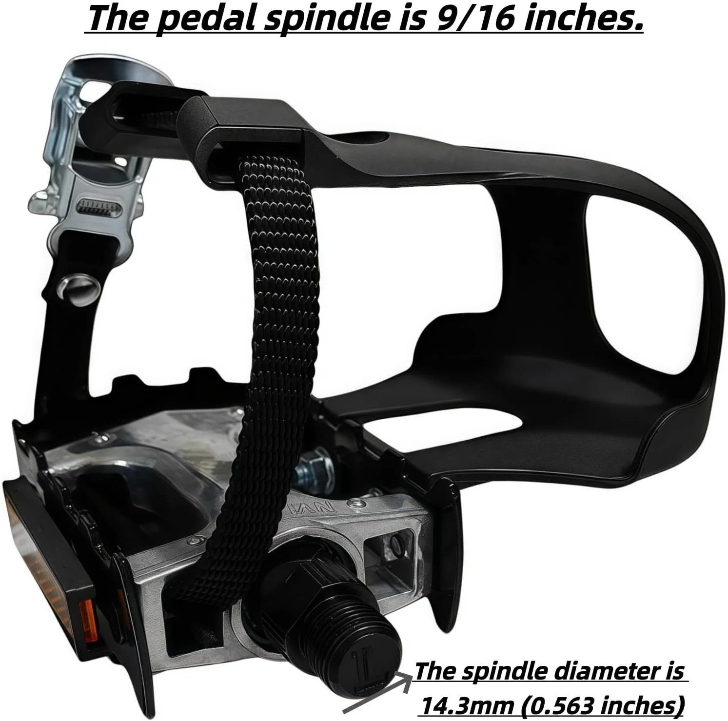Pro-Grade Spin Bike Pedals with Toe Clips & 4D Adjustable Straps – 9/16″ Spindle