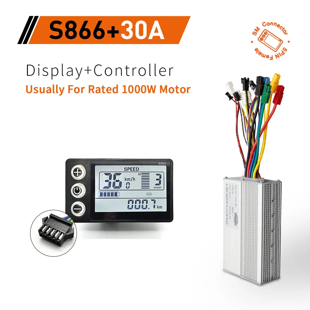 Electric Bicycle 350W/500W Controller with S866 LCD Display for Hub Wheel Motor