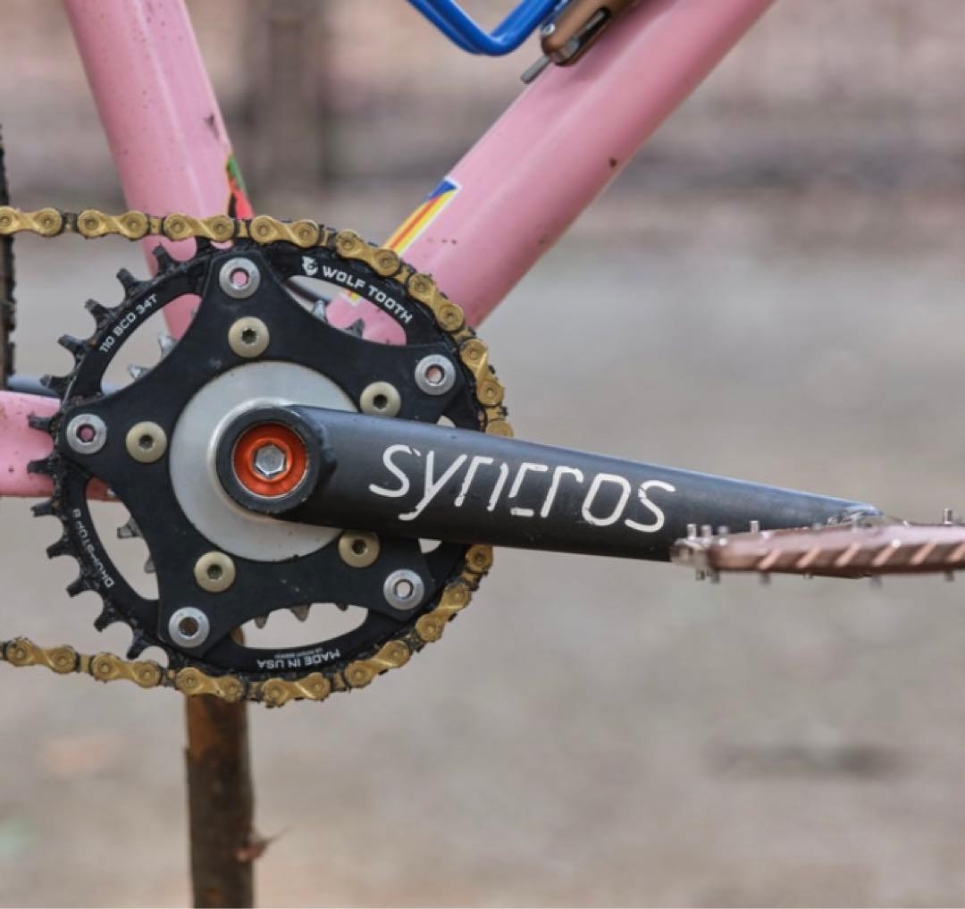 SYNCROS Revolution MTB Crankset Chromoly Crank Arm Bicycle Chainring Black Used
