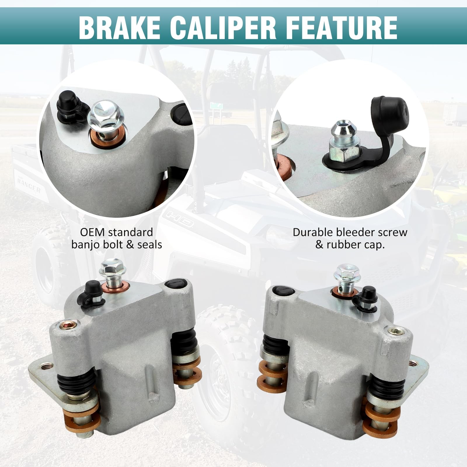 M MATI Rear Left Right Brake Caliper with Pads for Polaris UTV Ranger 500 700 20