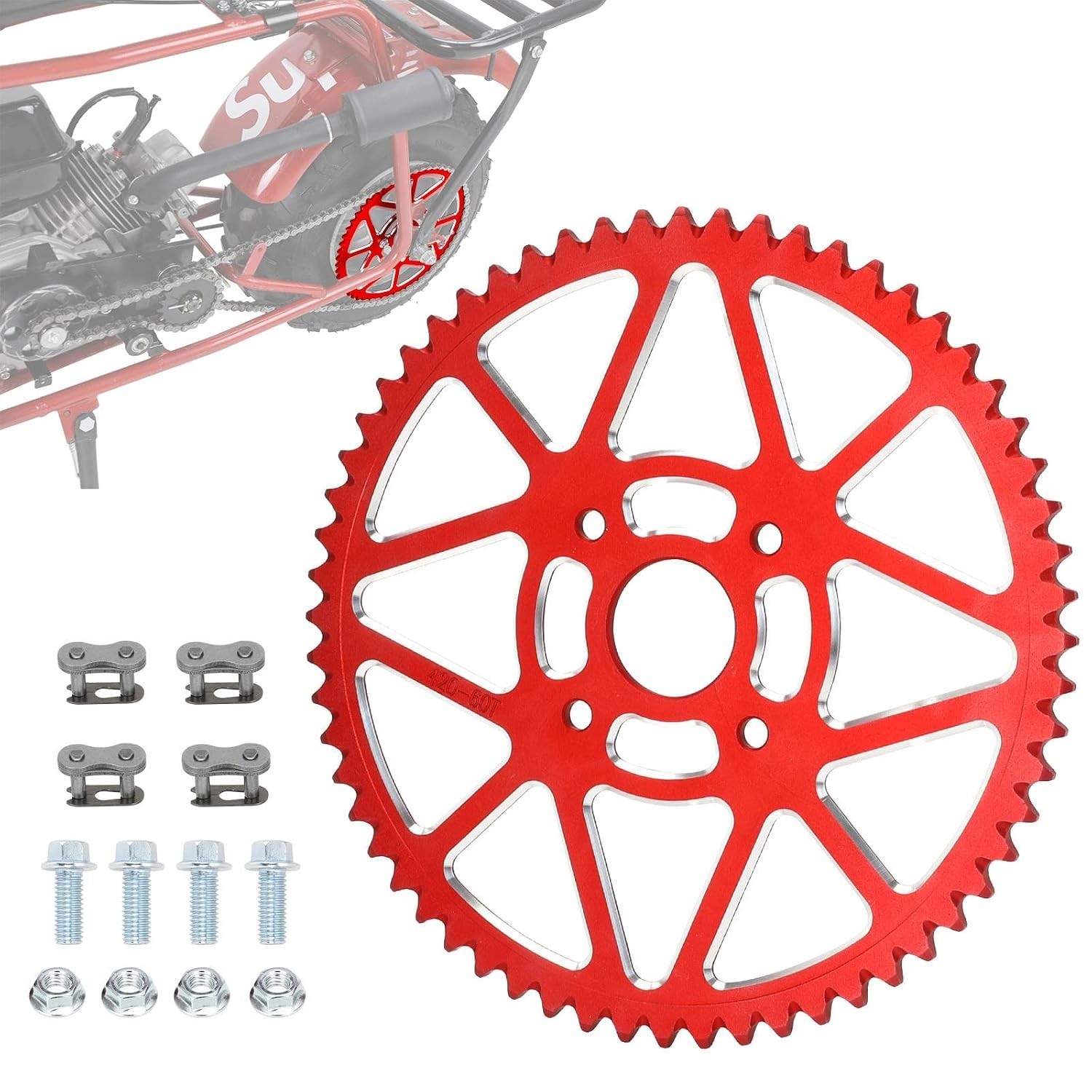 Lightweight 60T Sprocket for Mini Bikes – 7075 Aluminum Alloy, Optimized Torque