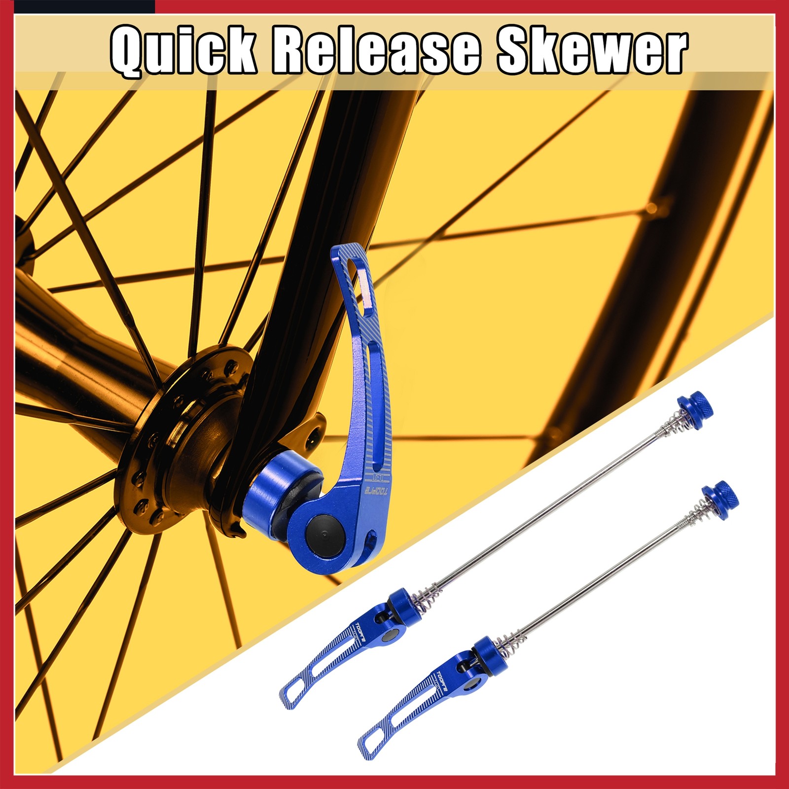 1Pair Front Rear Bicycle Skewers Quick Release Axles Skewers M5 x 0.8 Blue