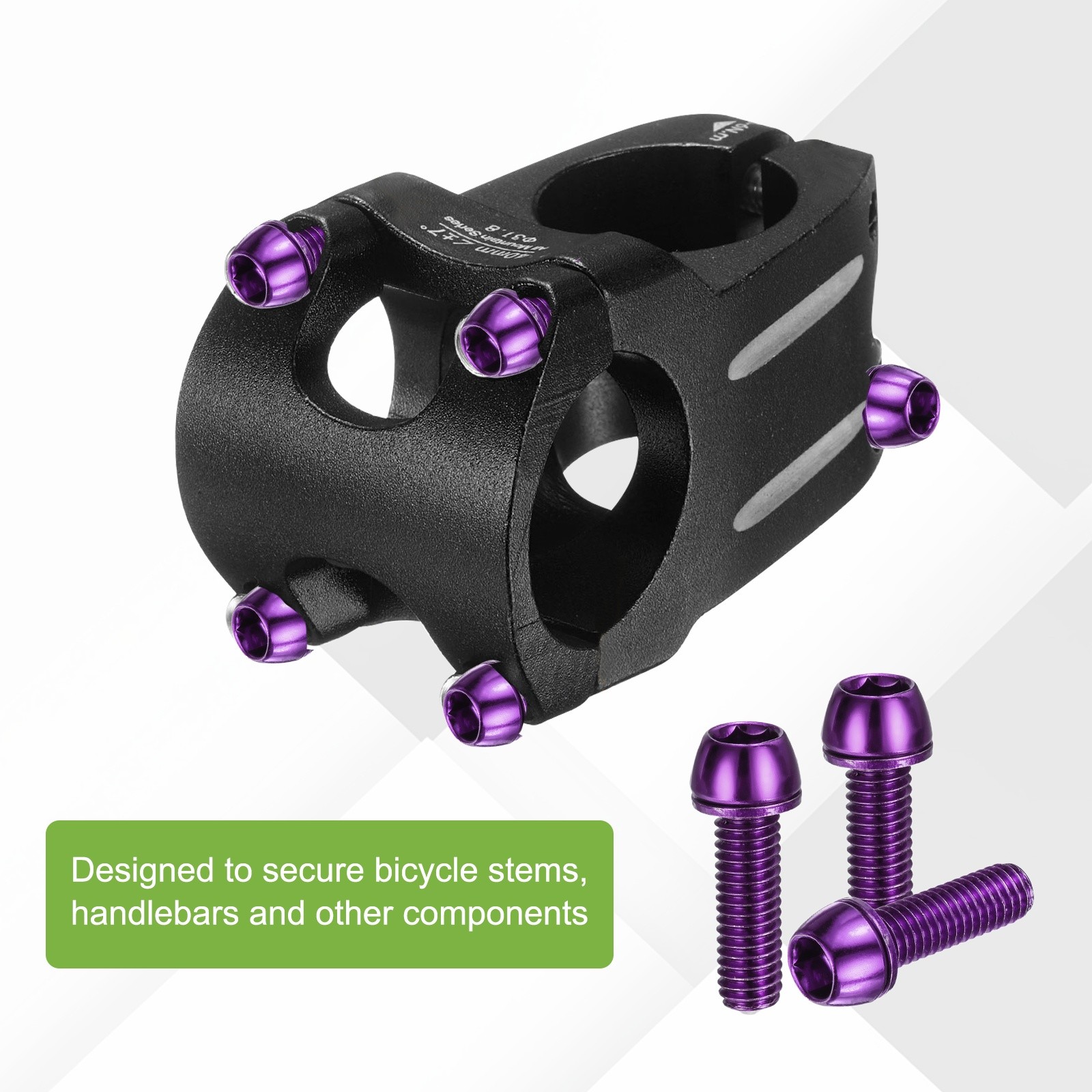 M6 x 20mm Bike Stem Bolts, 6pcs Tapered Bolts Screws for Bicycle Stem, Purple