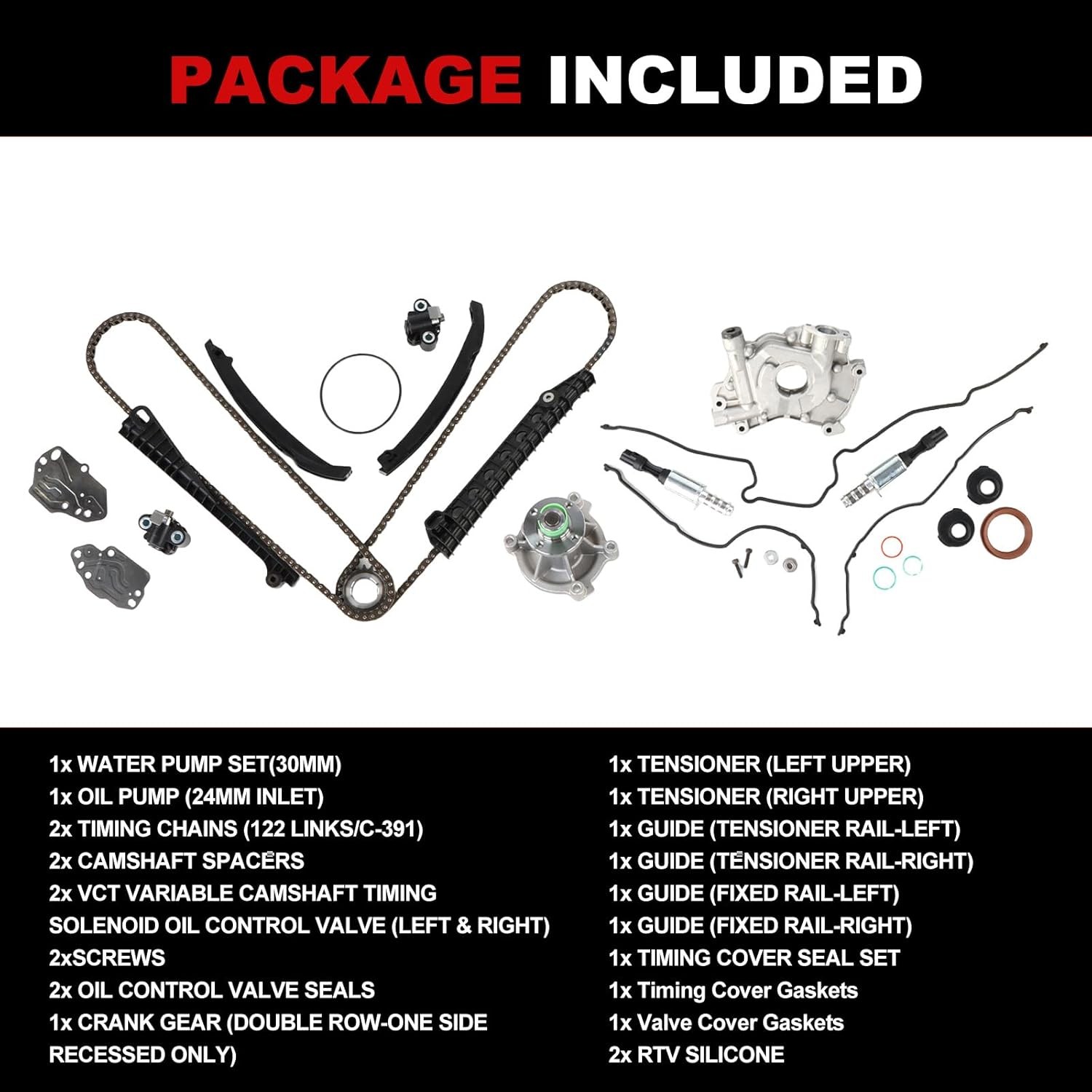 Timing Chain Kit Oil Water Pump 5.4L Fit for Expedition 2005-2008, For F150…