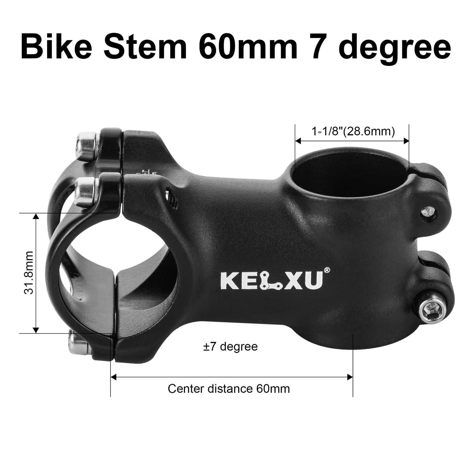 31.8mm Bike Stem 60mm 7-Degree Lightweight Aluminum Alloy Handlebar Stem with…