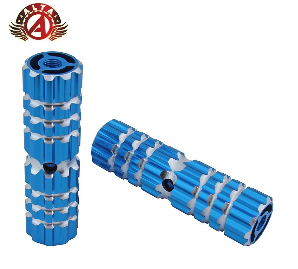 ALTA Alloy 4.5″ Textured Anti-Slip BMX Blue Pegs– 24/26T Thread, 3/8” Axle.