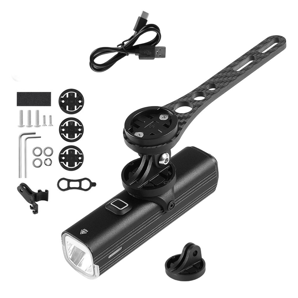 Compact Quick Release Bicycle Front Light 11.5×3.1×3.1cm Aluminum Black 220g