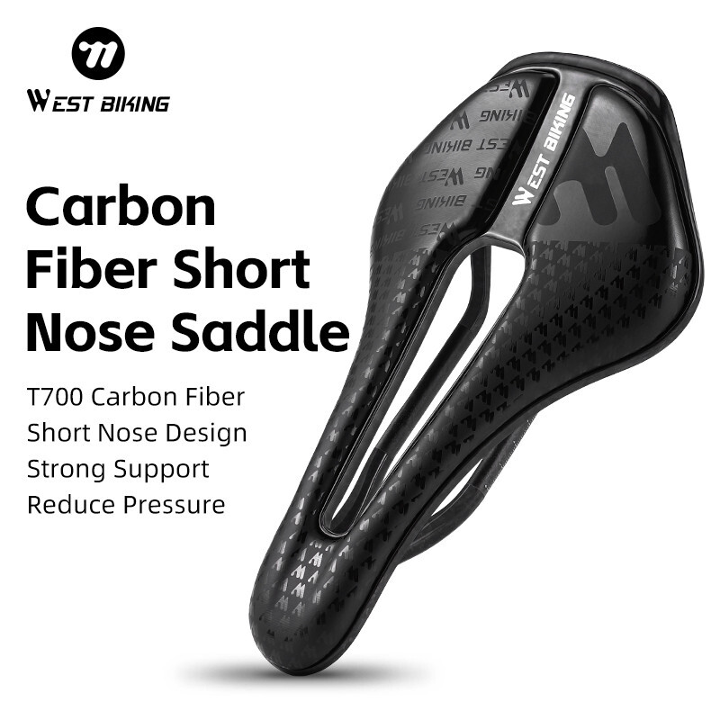 WEST BIKING Carbon Fiber Leather Bicycle Saddles Mountain Bike Road Bicycle Seat