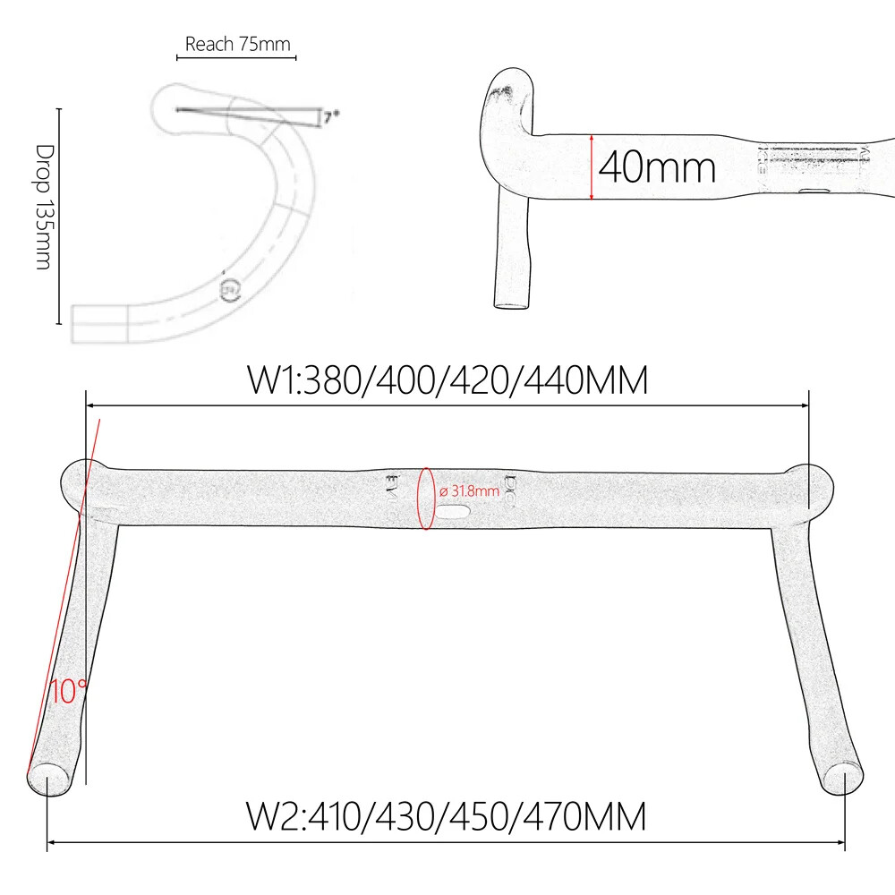 31.8mm Gravel XC Road Bike Carbon Handlebar Compatible Internal Cabling System