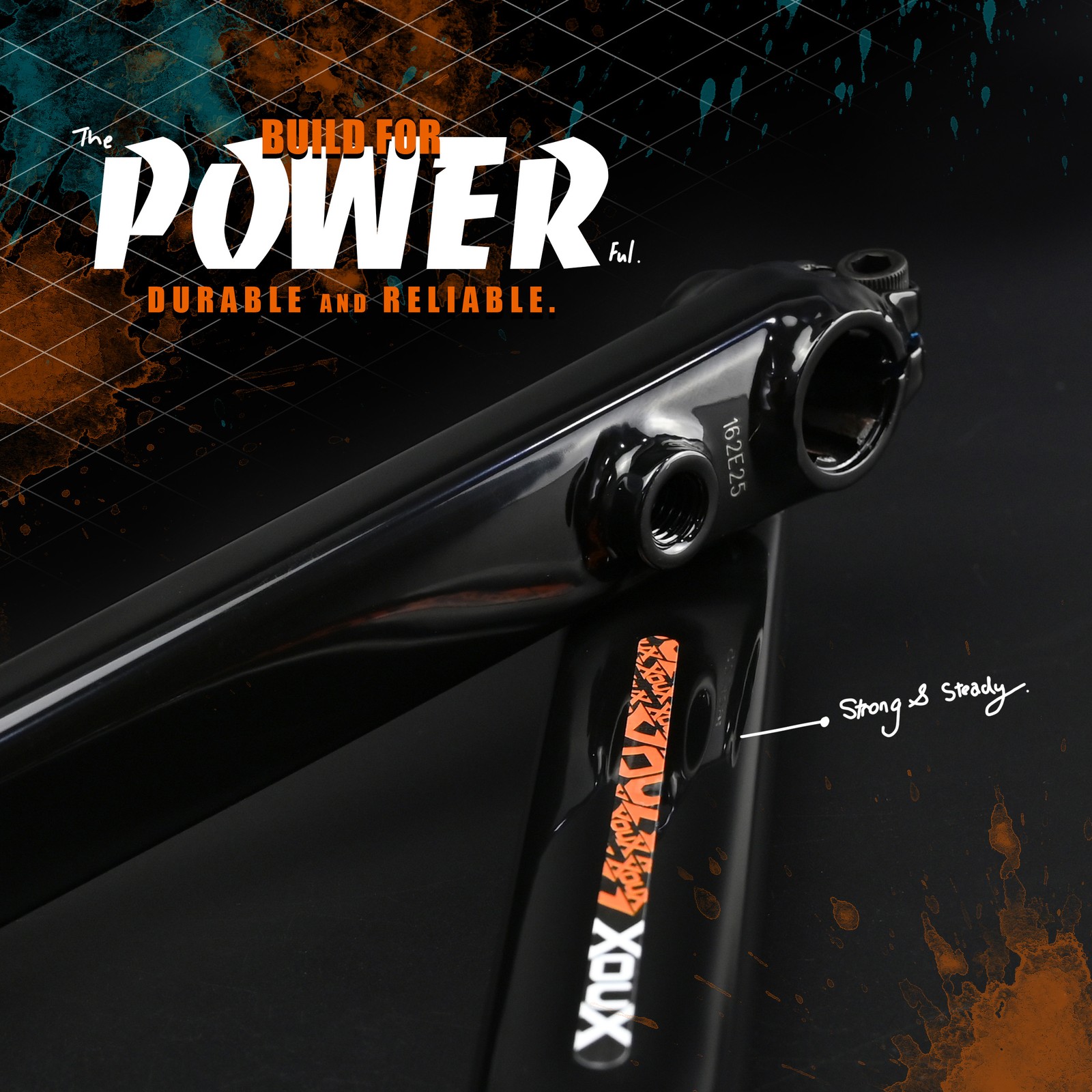 XOUX TITAN BMX Crankset 3pc 180mm Gloss Black Cr-Mo Cranks 19mm Spindle + BB