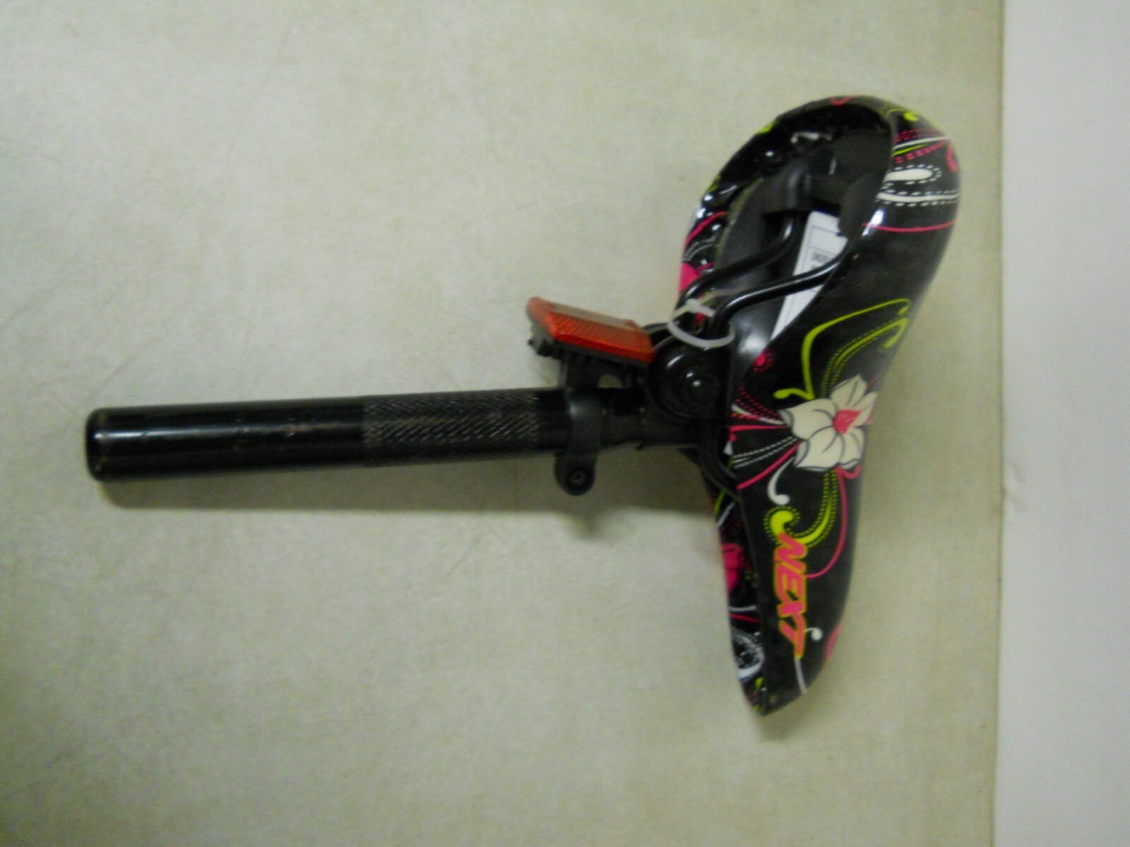 Next Flower Pattern Bicycle Seat Black Yellow White Pink Lilies Bar Reflector