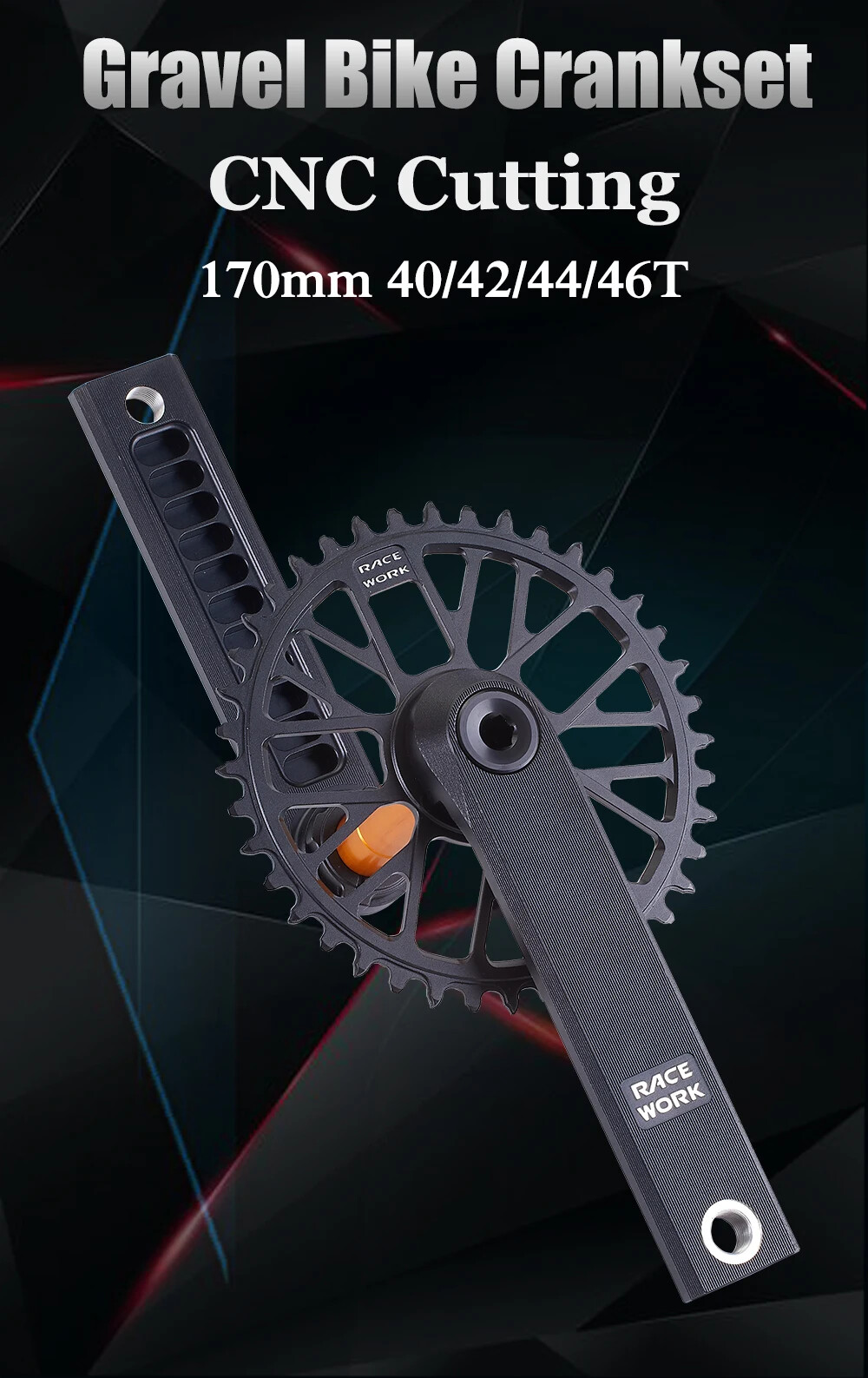 Gravel Road Bike Crankset 170mm Hollow Crank 40/42/44/46T Chainring with BB