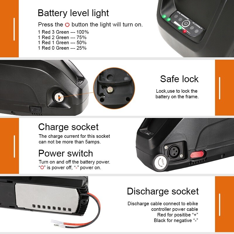 48V 1000W Hailong Battery Electric Bike Battery 48V Ebike Lithium Battery