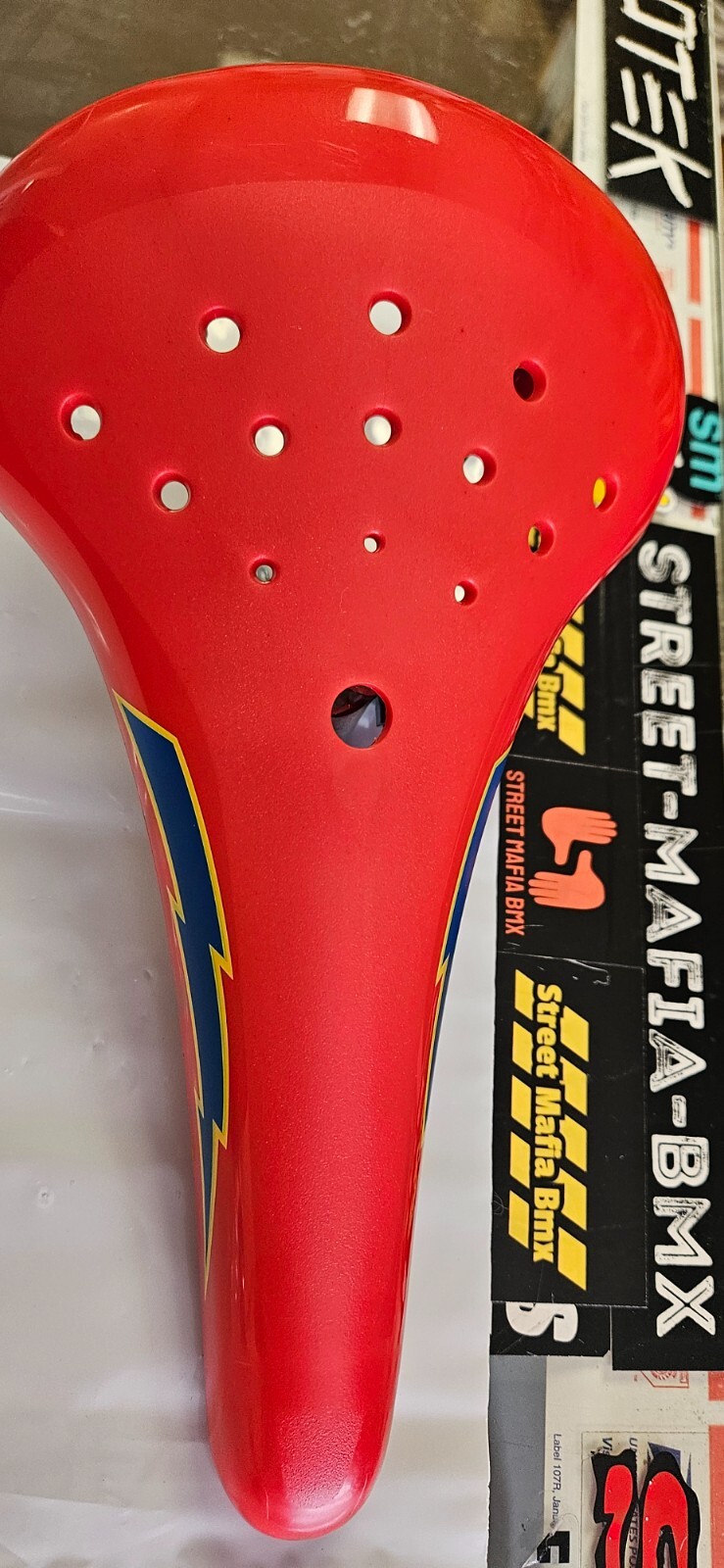 ELINA style red BMX BIKE SEAT LIGHTNING BOLT OLD SCHOOL SE GT JMC RL Diamondback