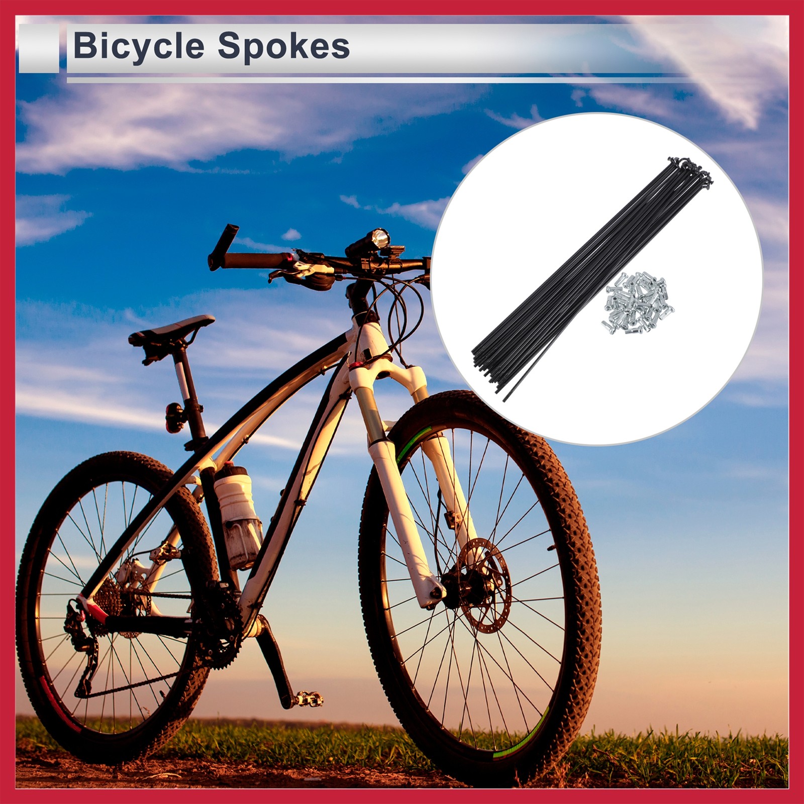 1Set 13G 255mm Length Bicycle Spokes Nipple 45 Steel Black Universal