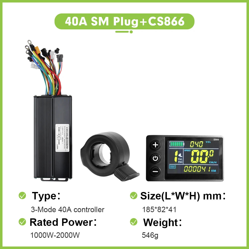 Electric Bike 40A 36V/48V/52V Three Mode SineWave Controller with LCD Display