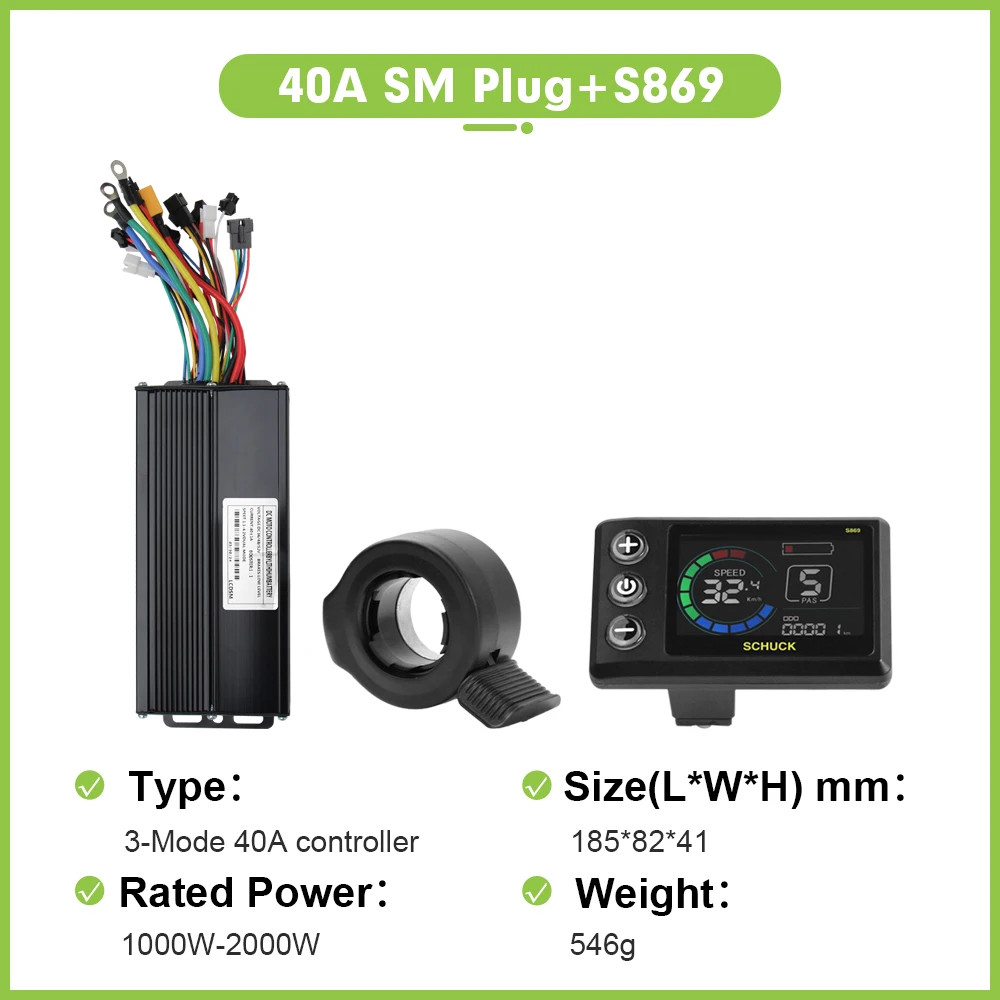 Electric Bike 40A 36V/48V/52V Three Mode SineWave Controller with LCD Display