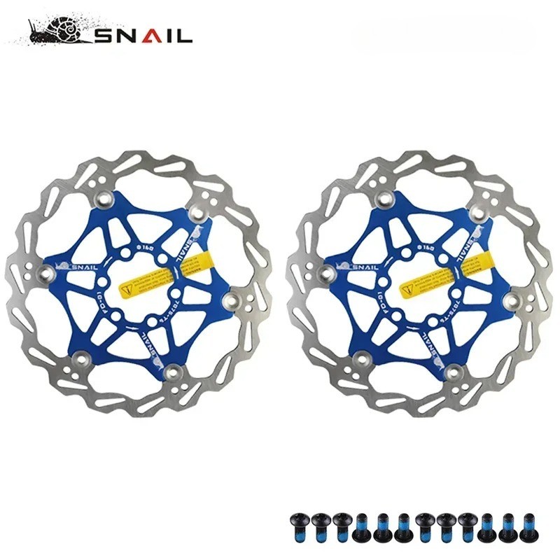 2 PCS Bicycle Brake Rotor Mountain Bike Floating Disc Brake Rotor Blue & 6 Bolts