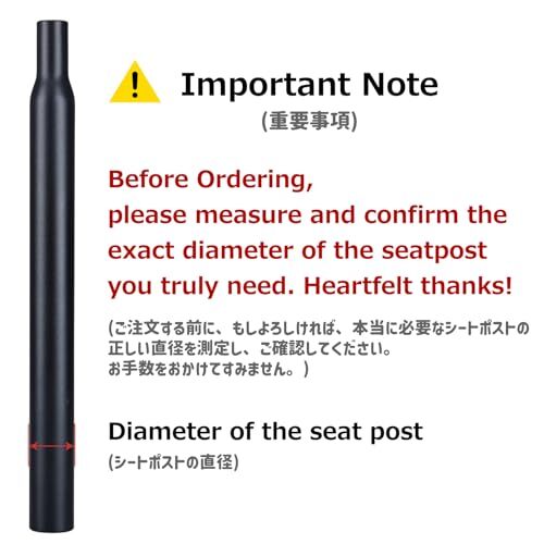 Bike Seatpost, 25.4mm 27.2mm 28.6mm 30.4mm 30.8mm 25.4 x 350mm #01 Black