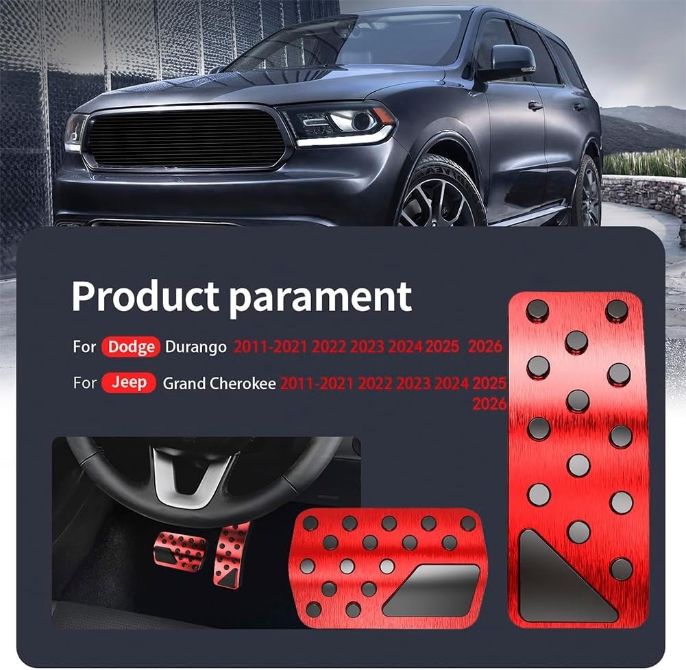Car Pedal Cover for Jeep Grand Cherokee Dodge Durango Aluminum Alloy No Drilling