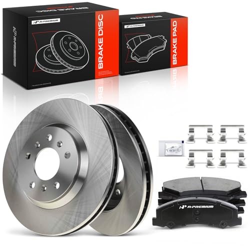11.93 in (303mm) Front Vented Disc Brake Rotors + Ceramic Pads Kit Compatible