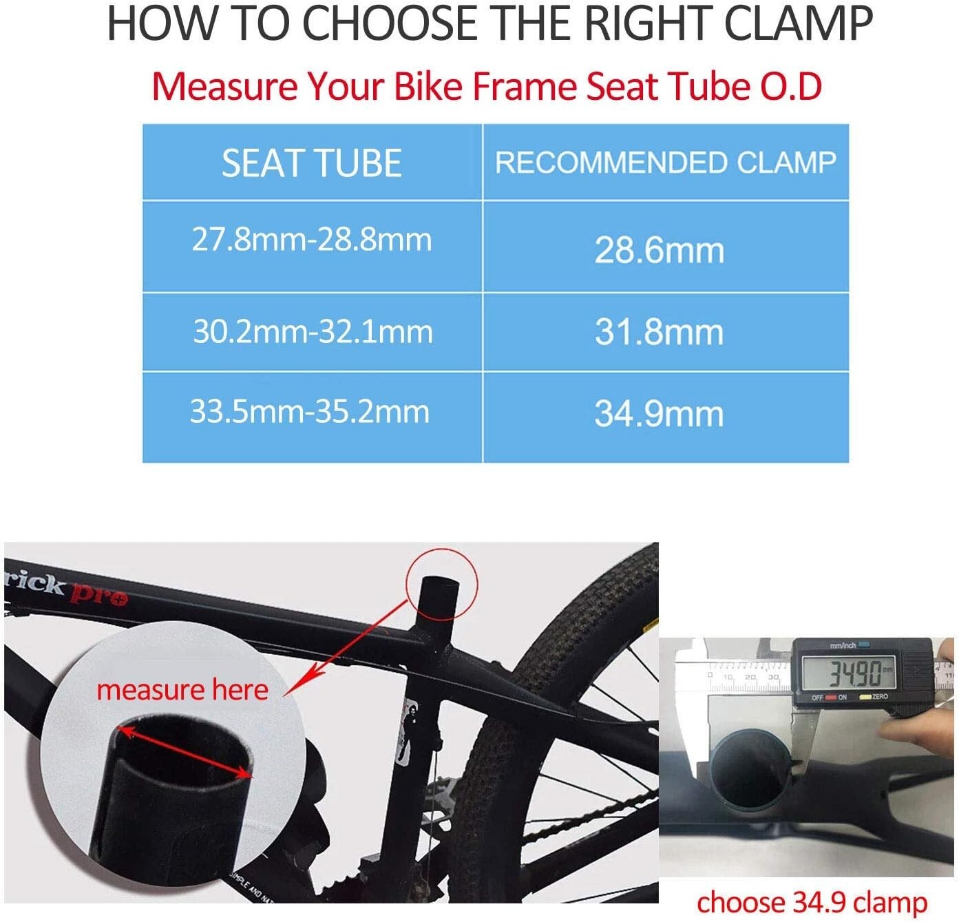 Strong and Universal Aluminum Alloy Bike Seat Clamp – Fits 25.4/27.2/30.8/31.6mm